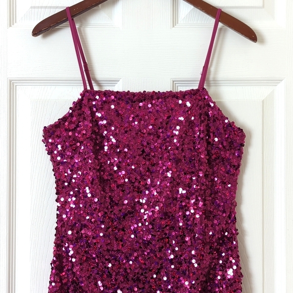 Wild Fable Sequined Sleeveless Lace Up Back Mini Party Dress Magenta Pink Medium - Picture 2 of 15